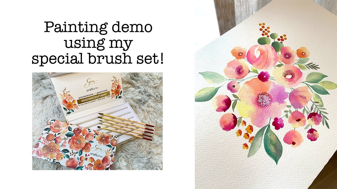 Painting a rainbow-themed floral bunch with my Craftamo brushes