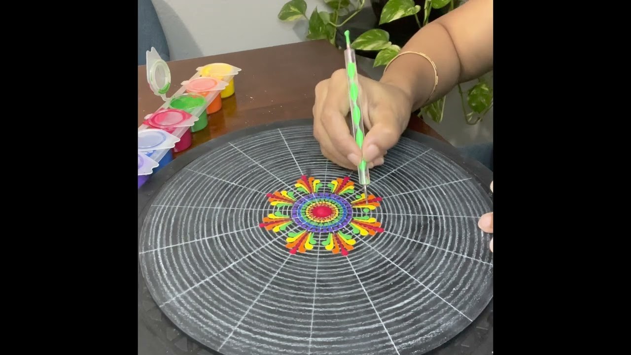 Rainbow mandala|Tutorial for beginners |Wall hanging|Easy mandala design              #dotmandala