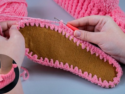 Simple crochet slippers “Pigs” on the sole (insole) - idea for a gift!
