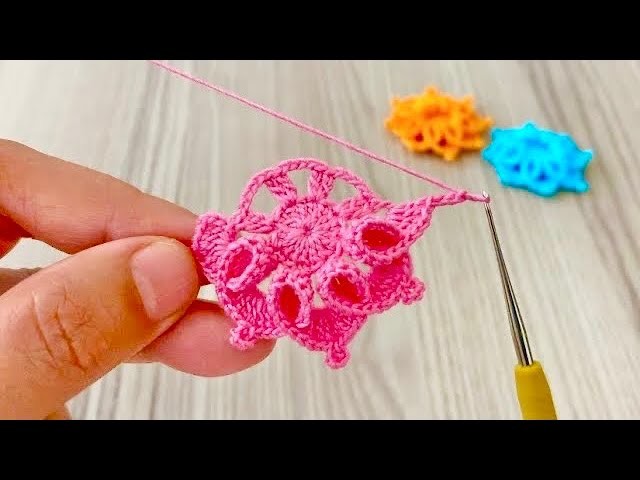 SUPER IDEA HOW TO MAKE Crochet 3D Colorful Flowers (DIY)