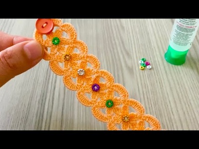 SUPER IDEA Motif Look Beaded Crochet Model Scarf and Bracelet