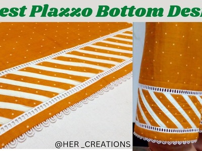 Trending Plazzo Pant Bottom Design|Designer pant cutting & stitching with unique sewing tips & trick