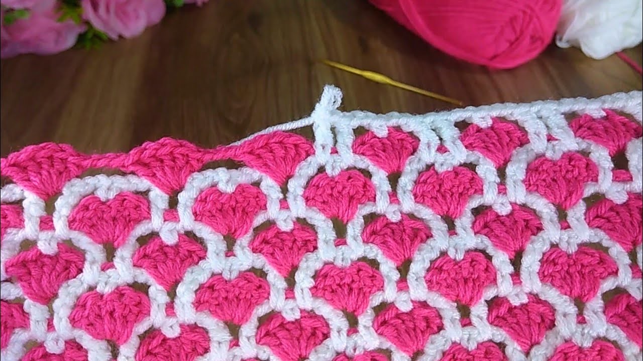 Crochet baby blanket with love stitch knitting pattern for beginners #crochet #knitting
