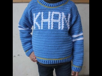 Crochet Crew Neck Sweater Tutorial. Embroidered Crochet Pullover Sweater (PART-2)