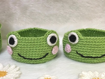 Crochet Frog Basket | Free crochet tutorial | Easy handmade gifts
