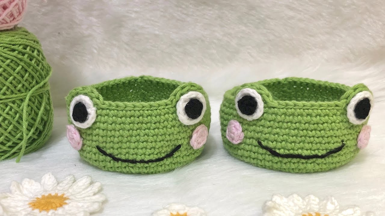 Crochet Frog Basket | Free crochet tutorial | Easy handmade gifts