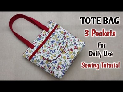 Daily Use Tote bag with Multiple Pockets | Cloth bag making at home | Shopping bag sewing tutorial