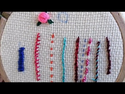 Hand Embroidery for beginners | 10 Border Line Stitches for Beginners|10 Basic Stitches in One Frame