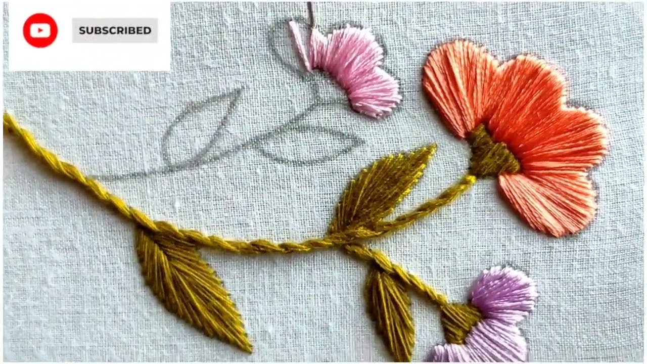 Hand embroidery silk Thread.satin stitch flower tutorial #Crafty Corner by Misiriya