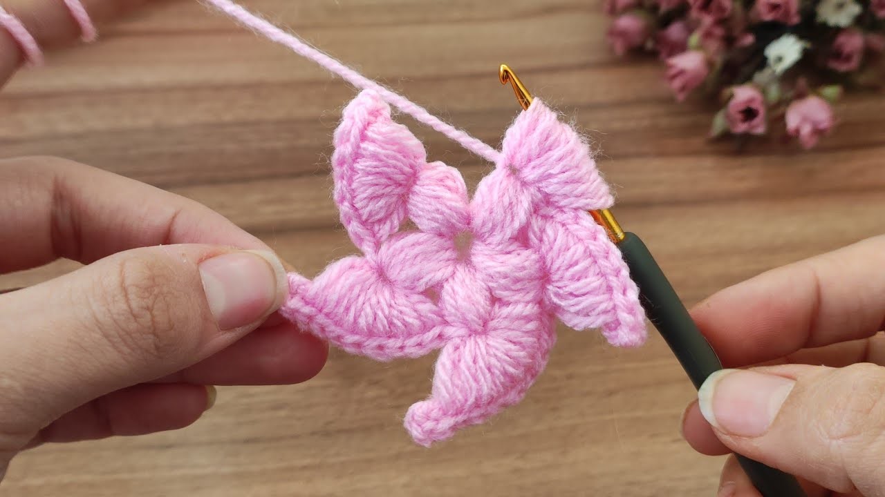 How to crochet a flower|Super Easy crochet knitting flower motif|Crochet for beginners