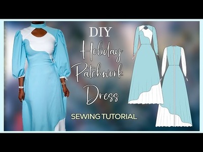 Making the PERFECT holiday dress | keyhole design patchwork maxi dress ( sewing pattern +tutorial)