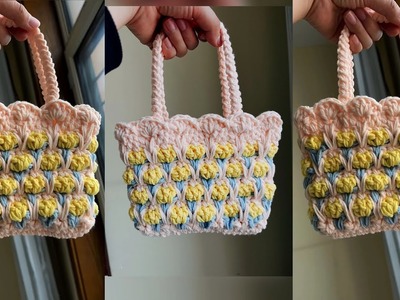 This Beautiful and Super Easy Crochet Hand Bag Tutorial is perfect for beginners!