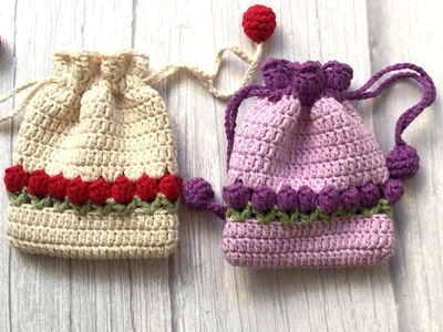 Tulip change bag, headphone bag crochet tutorial