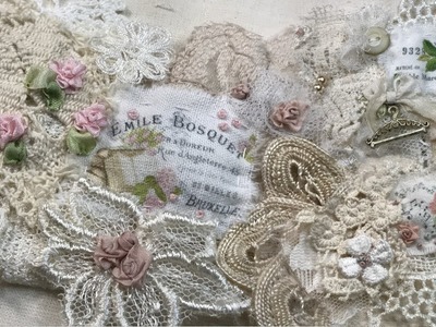 Tutorial - Create a snippet roll (part 2) with silk ribbon roses and embroidery & slow stitching.