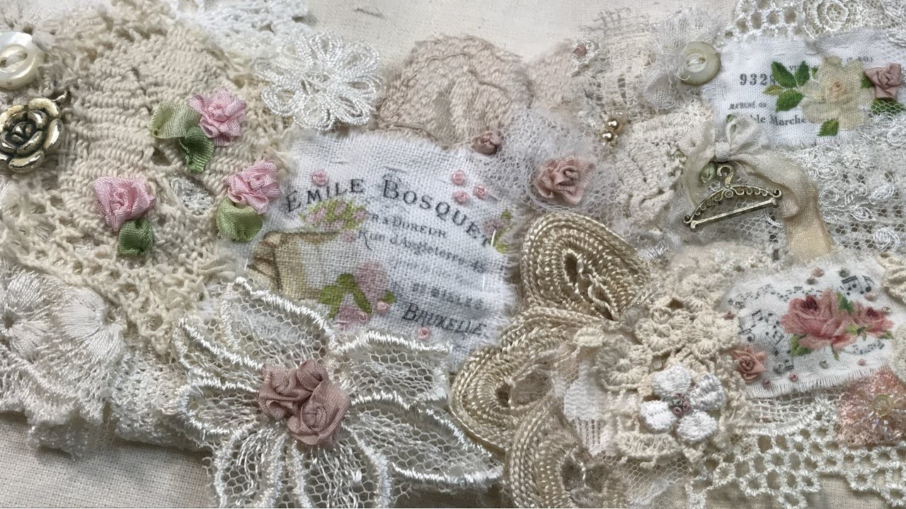 Tutorial - Create a snippet roll (part 2) with silk ribbon roses and embroidery & slow stitching.