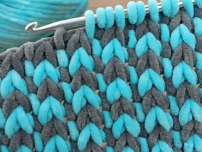 ⚡Very good‼️ Very easyyyy * with velvet rope  Super Tunisian blanket For Beginners online Tutorial