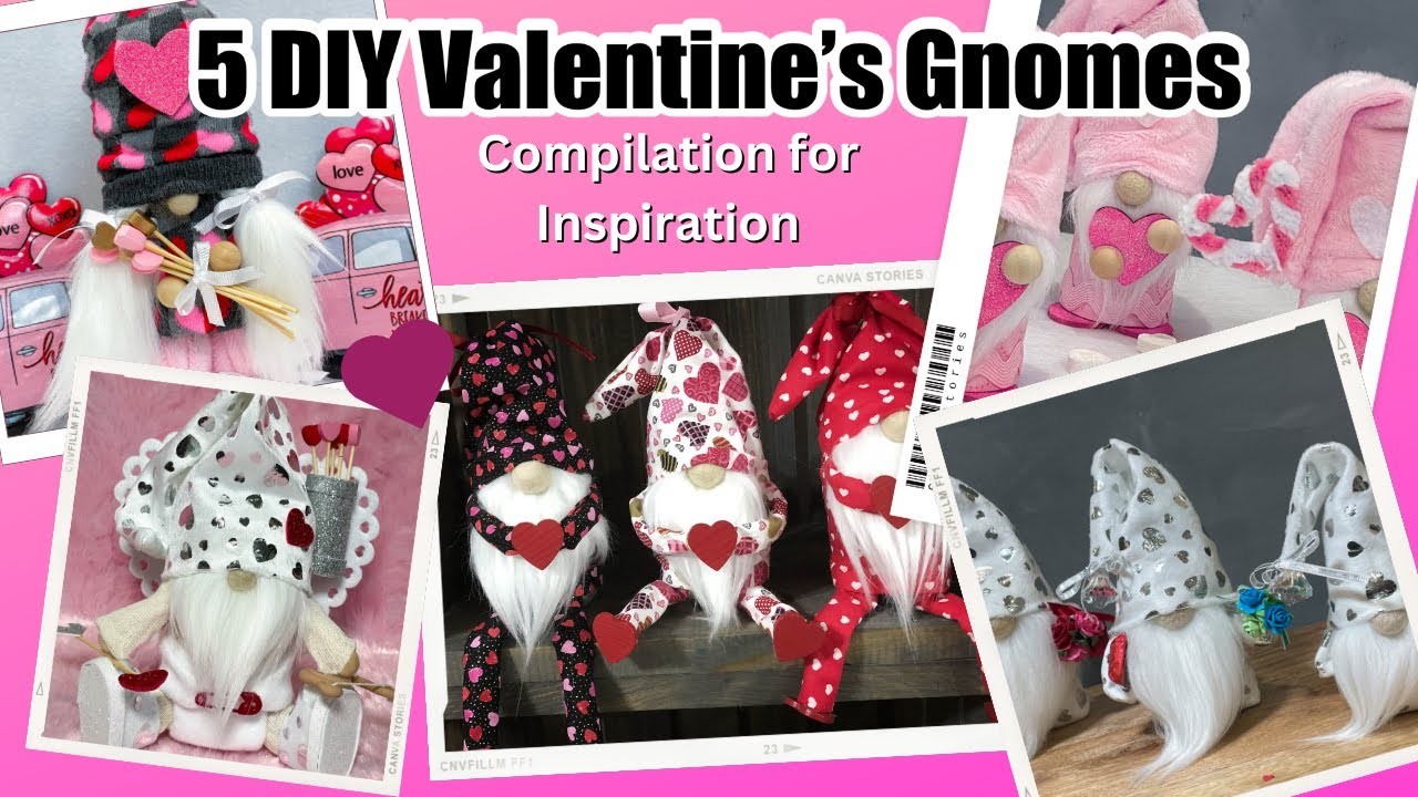 5 DIY Valentines Gnomes - Compilation for Inspiration.Free Patterns