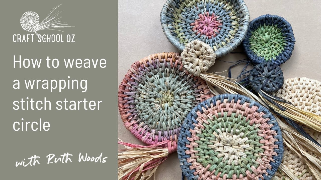 A wrapping stitch starter circle for a coiled basket by Ruth Woods