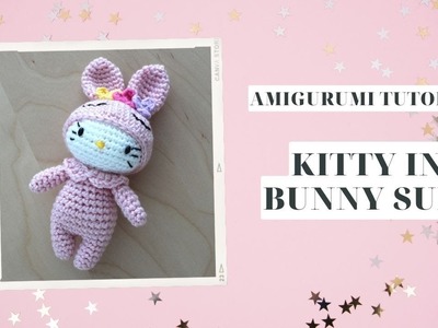 Amigurumi Hello Kitty in Bunny Suit. Chinese 12 Zodiac Kitty Crochet Tutorial (left-handed crochet)