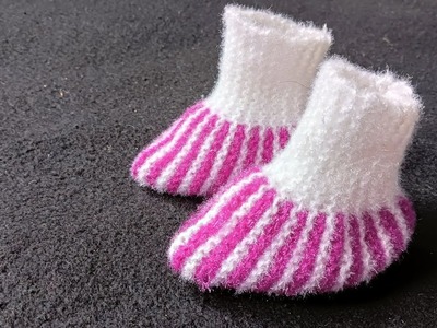 Baby booties knitting. Socks knitting for 0-4 months baby