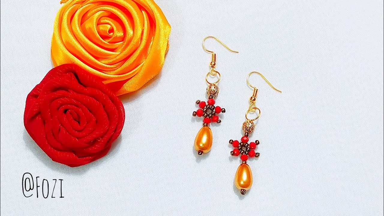 Beautiful beaded flower earrings ❤️???? #beading #jewelrymaking