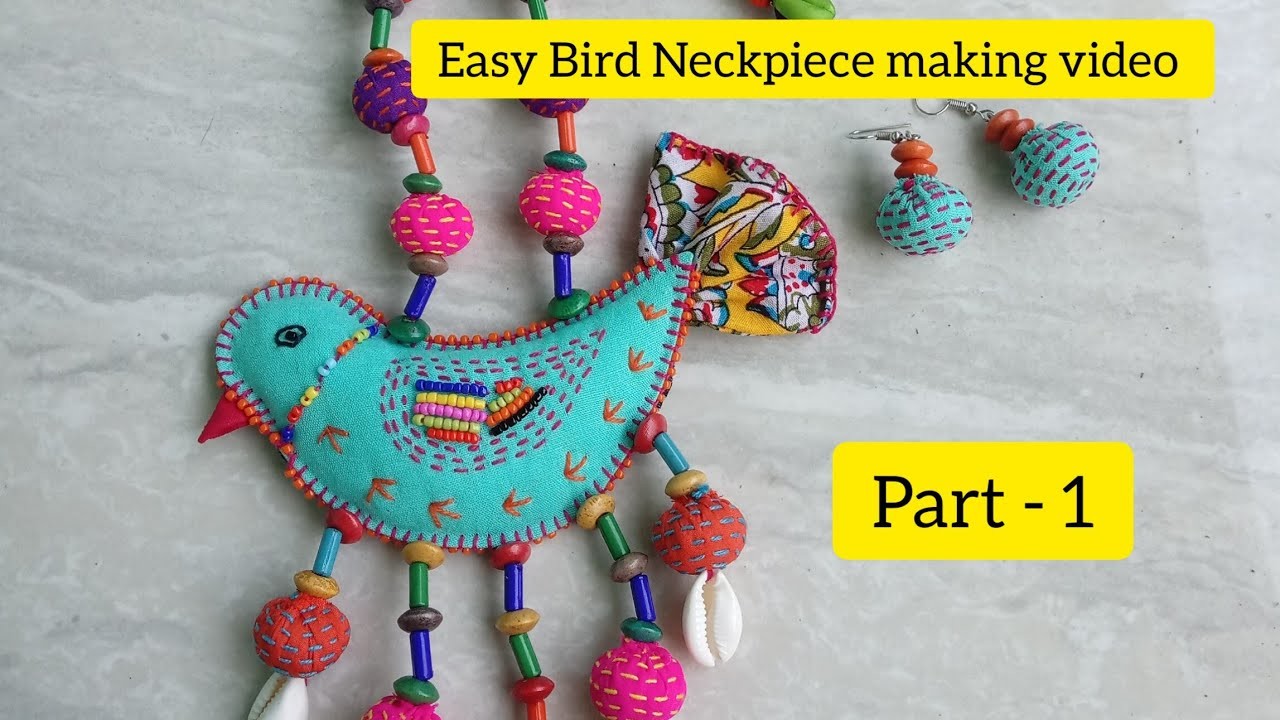 Bird necklace making video##part - 1#fabric#jewellerydesign