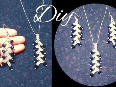 Black angel.Beaded necklace and earrings.How to make jwellery set #beadingtutorial  #beginners  #diy