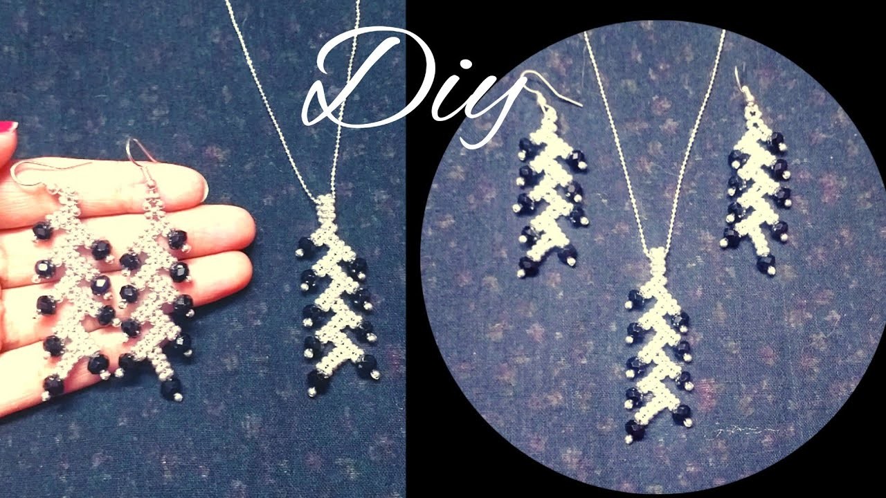 Black angel.Beaded necklace and earrings.How to make jwellery set #beadingtutorial  #beginners  #diy