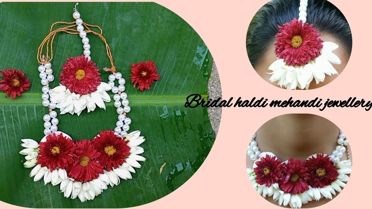 Chamanti flowers garland.bridal haldi mehandi jewellery making.fresh flowers jewellery making