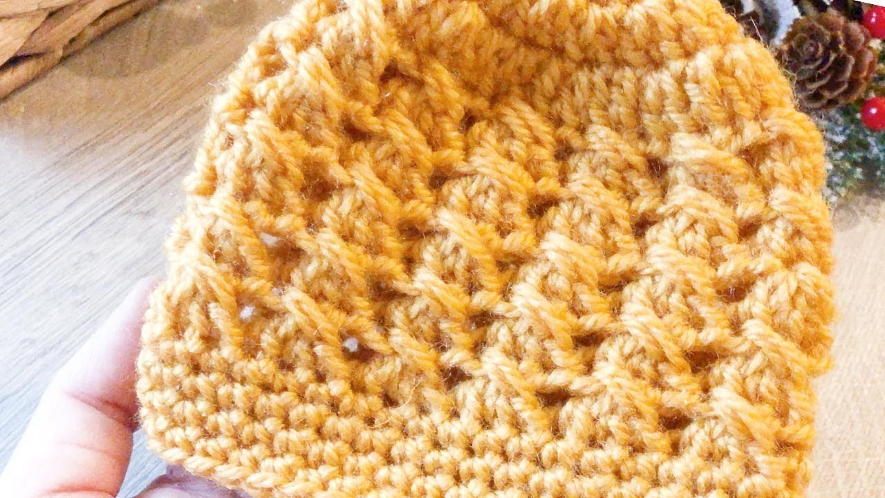 Crochet cross over stitch textured baby hat