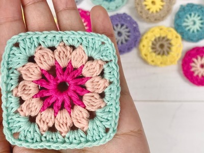 Crochet flower square tutorial - Great Crochet Flower Square For Garments