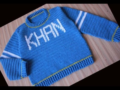 Crochet Pullover Crew Neck Sweater. Embroidered Crochet Sweater for Kids(PART-1)