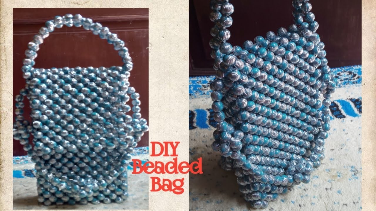 Diy Beaded Bag | Tutorial pearl bag | Pearl beaded bag | Cara buat tas manik manik.@emmachannel999