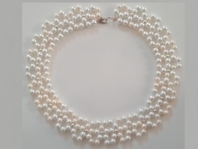 Diy Beautiful Necklace Making Tutorial. White Pearl Necklace Making Step By Step.