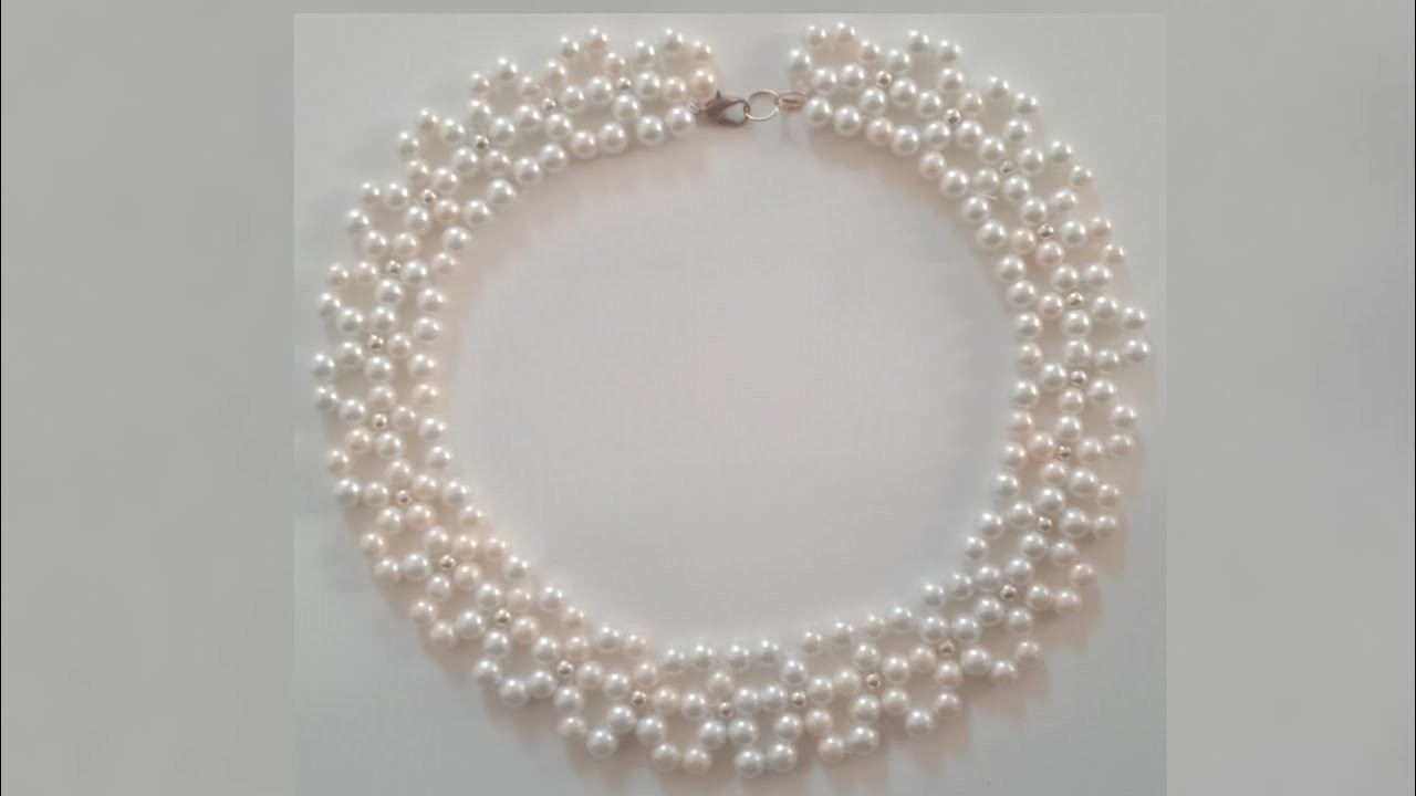 Diy Beautiful Necklace Making Tutorial. White Pearl Necklace Making Step By Step.