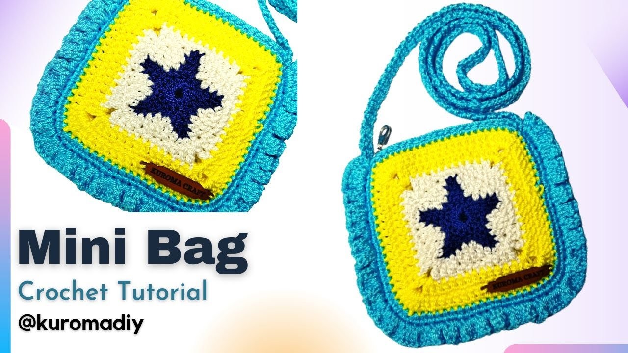 DIY CROCHET BAG | HOW TO CROCHET A MINI BAG GRANNY STAR, PURSE PATTERNS, TAS RAJUT ANAK