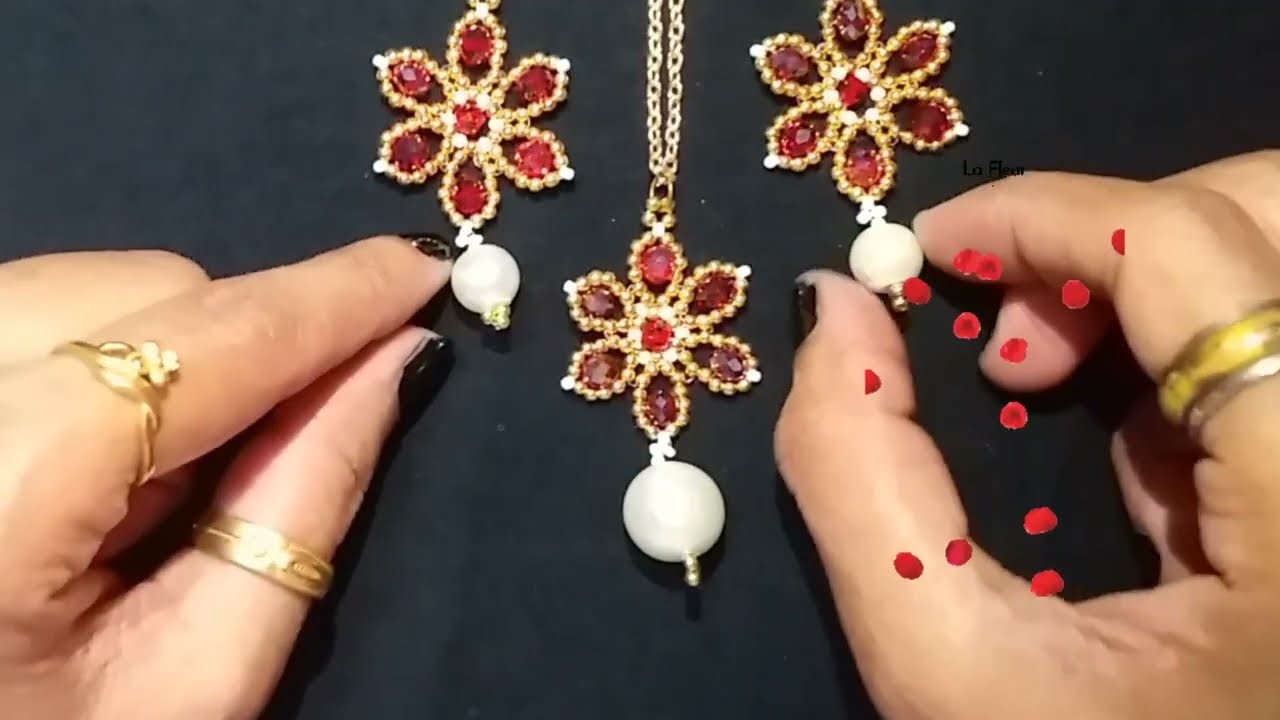 DIY Flower beaded earrings and pendant.Easy to make beaded jwellery for beginners #howto  #maya's