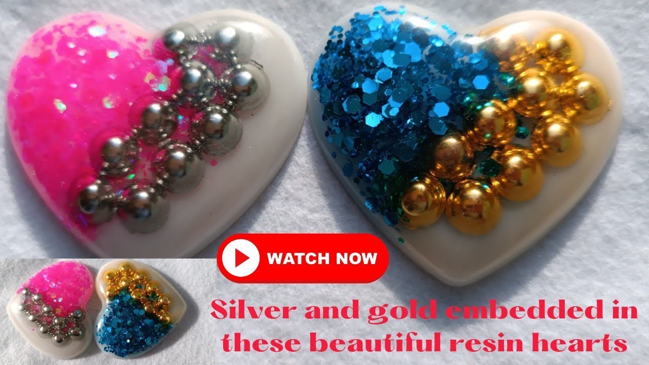 DIY Resin heart pendants|Gold and silver embed| #resin#resintutorial#resincraft  #jewelry #26
