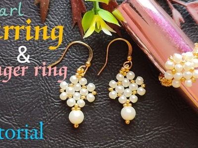 Earring making||pearl earring making tutorial||finger ring  making