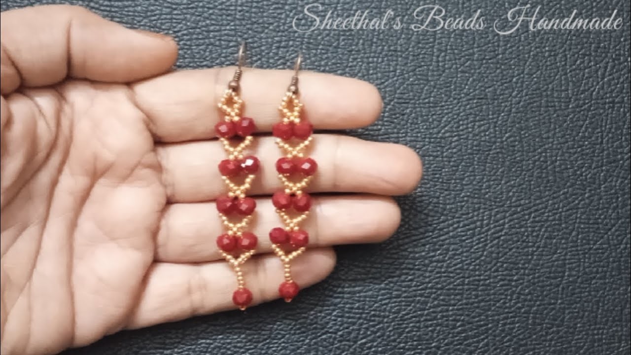 Easy Beaded Crystal Earrings || Tutorial || Sheethal's Beads Handmade