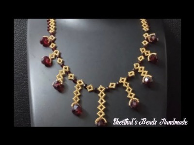 Elegant Crystal Beaded Necklace || Tutorial || Sheethal's Beads Handmade