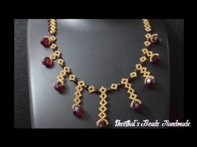 Elegant Crystal Beaded Necklace || Tutorial || Sheethal's Beads Handmade