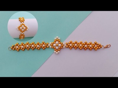 How to make bridal bracelet #beaded bracelet #pearl bracelet