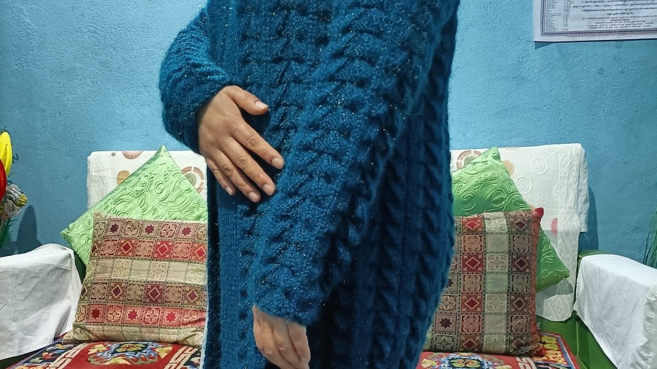 Ladies Long wollen sweater ????. Knitting. Nepali language ✌️. Junna's Creativity ????