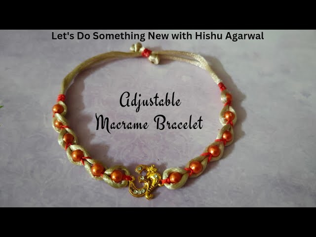 Macrame Adjustable Pearl Bracelet step By Step Tutorial | #diy #valentinegift