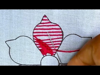 Needle art flower hand embroidery tutorial.Bordado fentacia.Embroidery Hobby  Knitting #needletrick