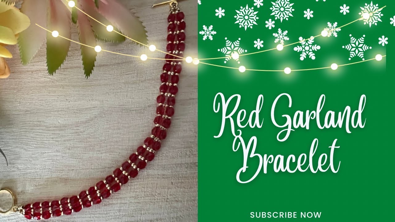 Red Ruby Crystal Bracelet - Right angle Weave modified pattern( designing with Ggc’sTreasureBag