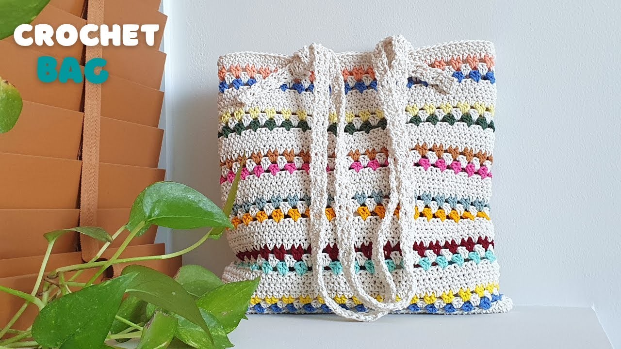Scrap Yarn Crochet Bag with ViVi Berry Crochet EP.1 Half Double Crochet Bag with Scrap Yarn