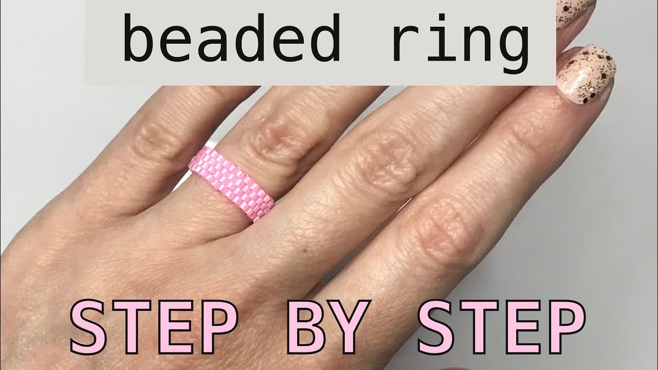 Simple beaded ring step by step tutorial. handmade beads jewelry. easy Xmas gift ideas for friends