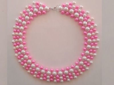 Simple Necklace Making Tutorial. Diy Pearl Necklace Making Step By Step.